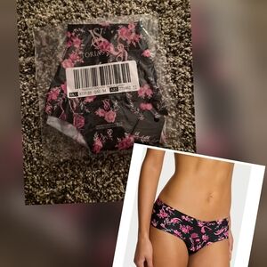 Victoria's Secret Black and Pink Floral Briefs